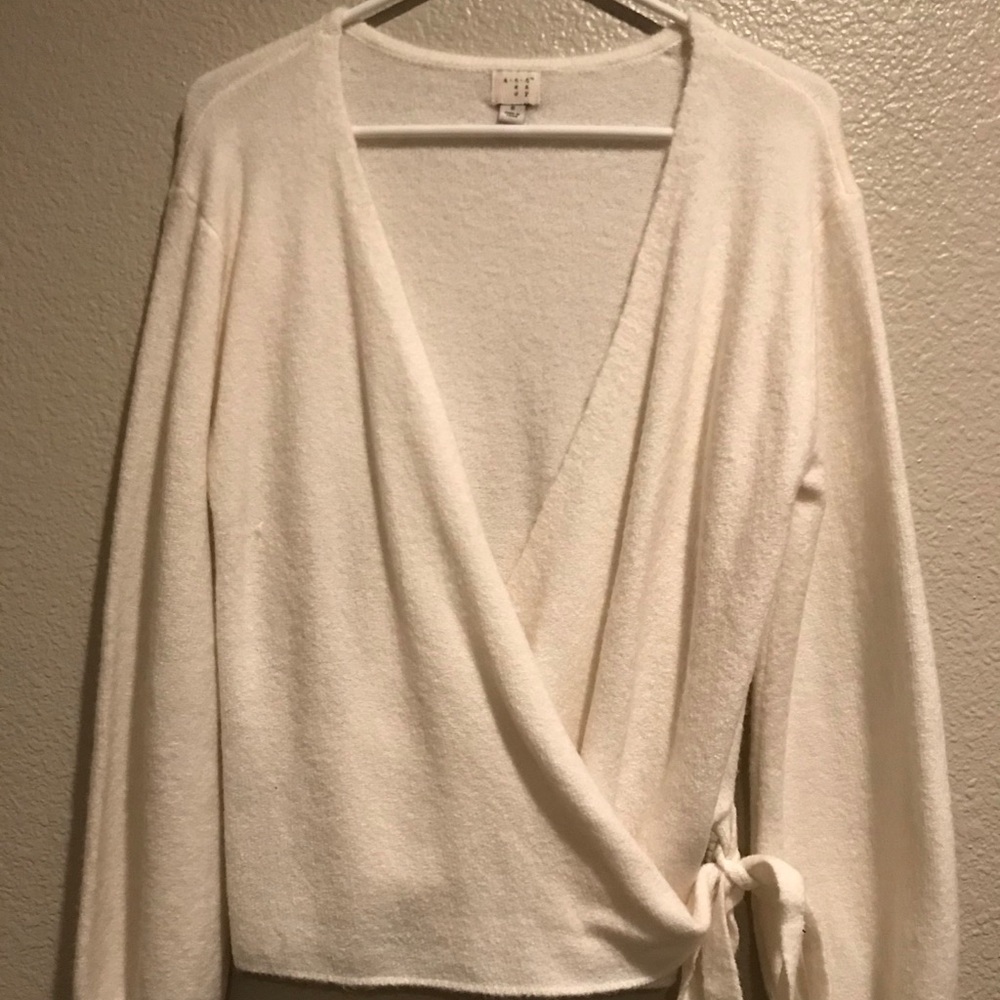A New Day Brand White Crossover Sweater